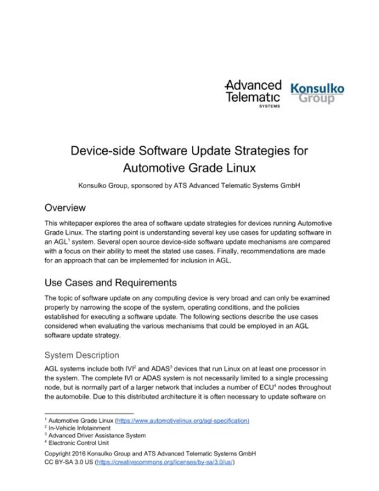 Software Update Strategies for Automotive Grade Linux