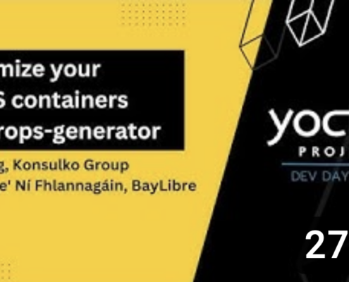 Image of a slide from a presentation on Customizing CROPS containers with crops-generator Yocto Project 2023