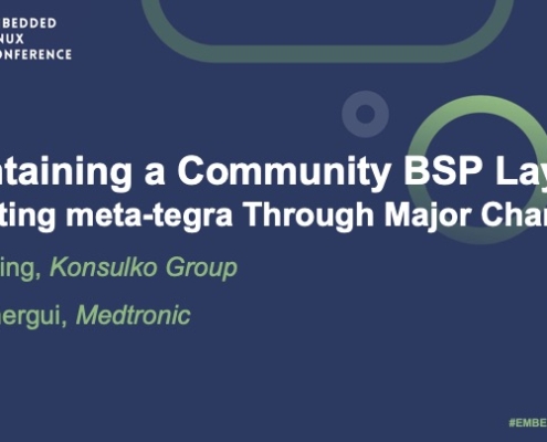 Image of a slide from a presentation on Maintaining a Community BSP Layer