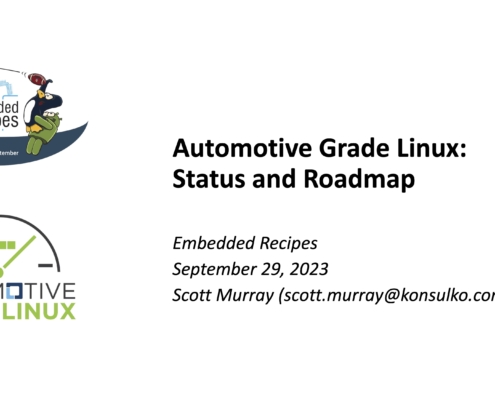 Image of a slide of a presentation on Automotive Grade Linux Status and Roadmap 2023